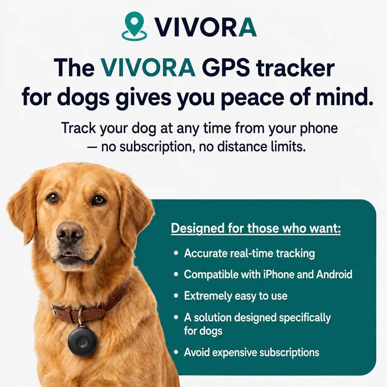 GPS Tracker for Dogs - No Subscription (Android/Apple)