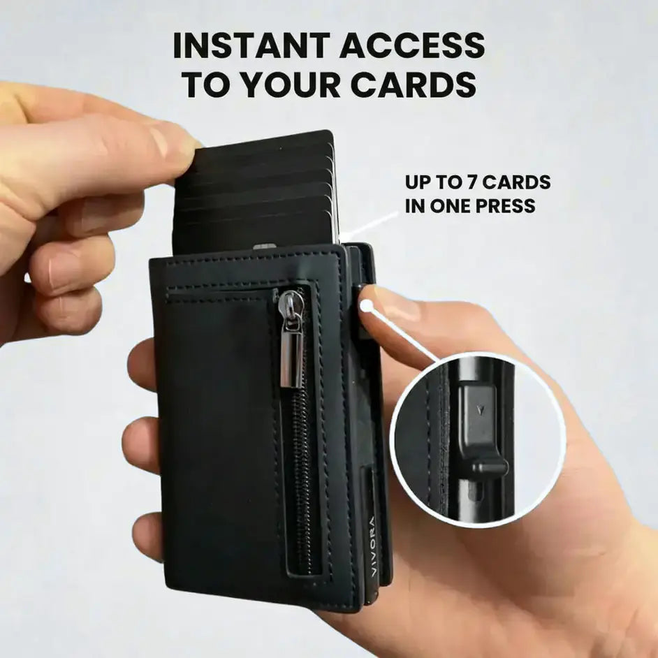 Vivora SlimFold™ – RFID Card Wallet with Pop-Up Card Holder