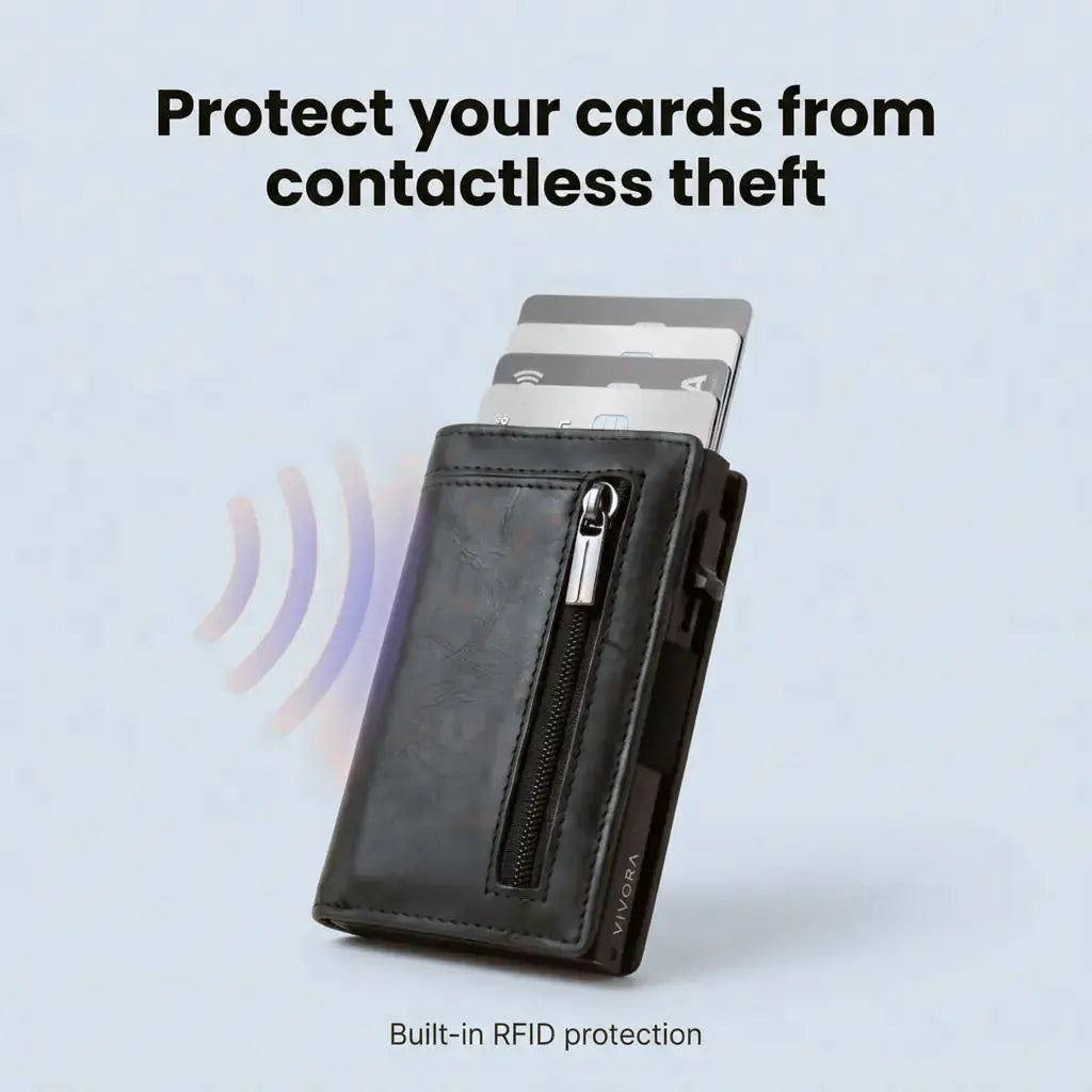 Vivora SlimFold™ – RFID Card Wallet with Pop-Up Card Holder