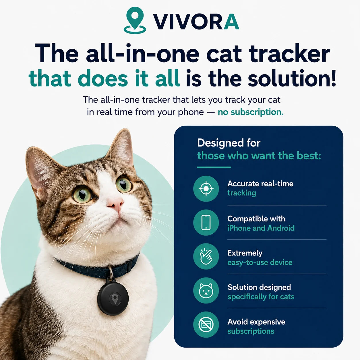 GPS Tracker for Cats - No Subscription (Android/Apple)