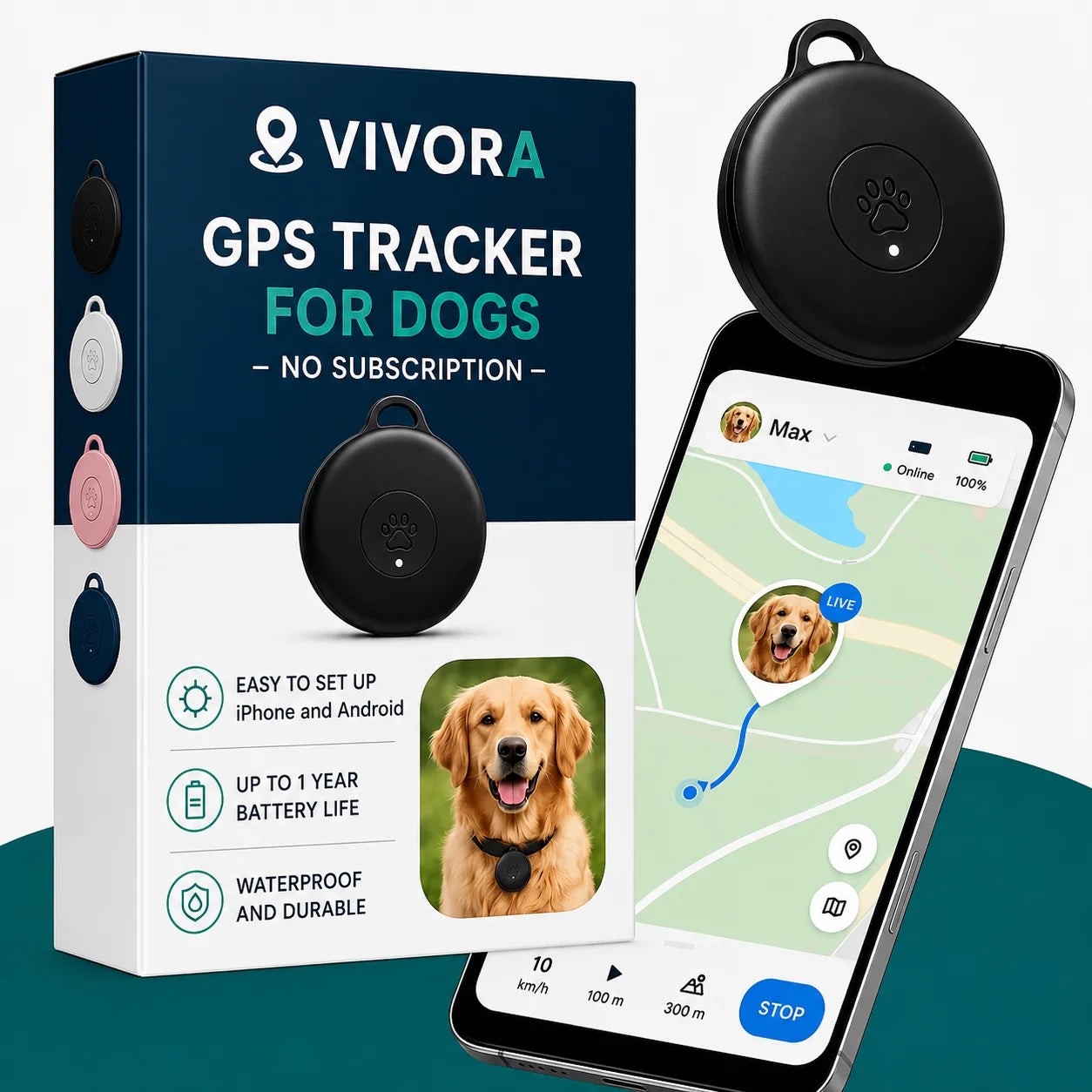 GPS Tracker for Dogs - No Subscription (Android/Apple)