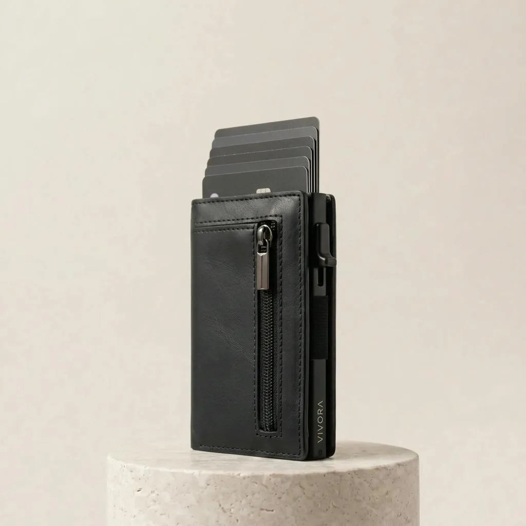 Vivora SlimFold™ – RFID Card Wallet with Pop-Up Card Holder