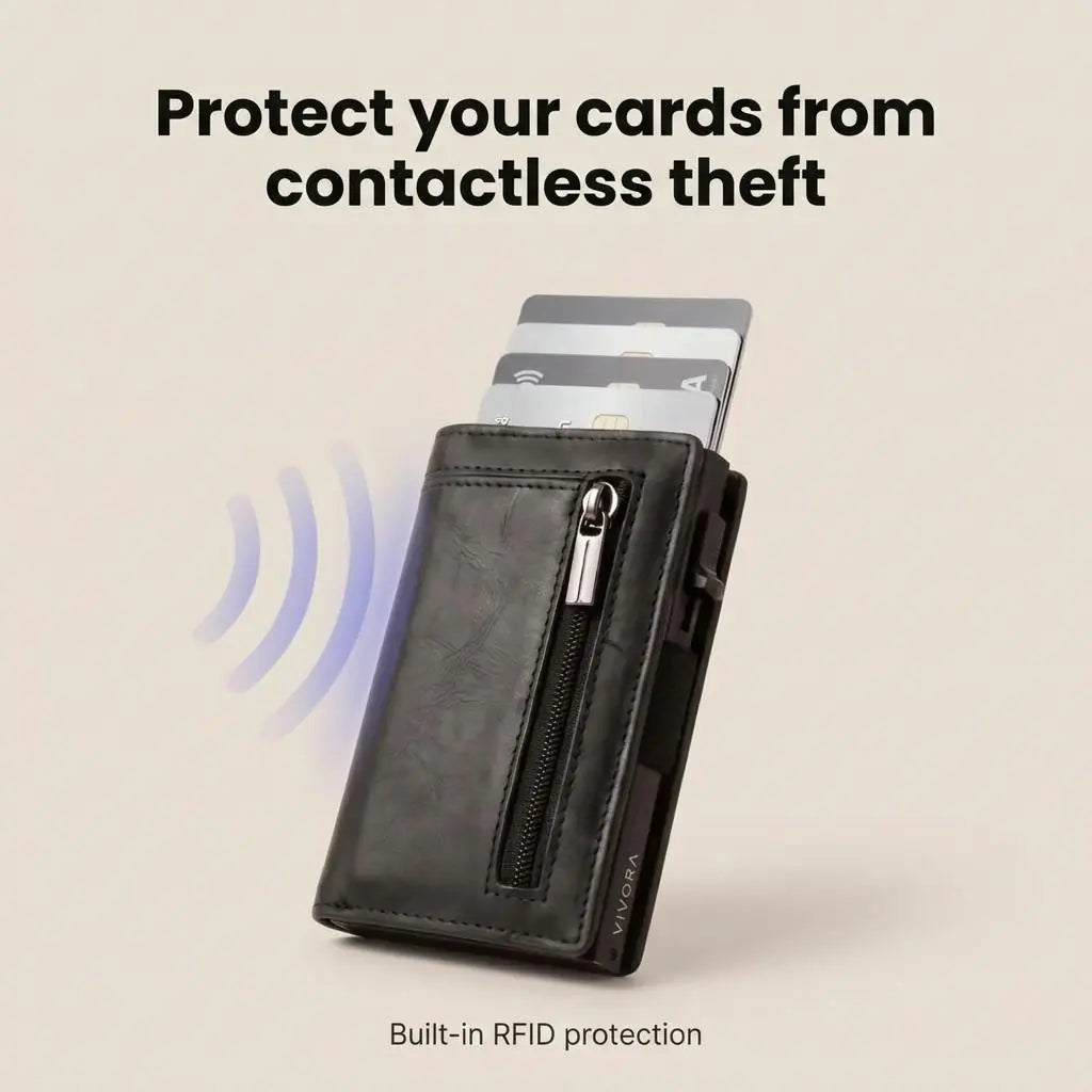 Vivora SlimFold™ – RFID Card Wallet with Pop-Up Card Holder